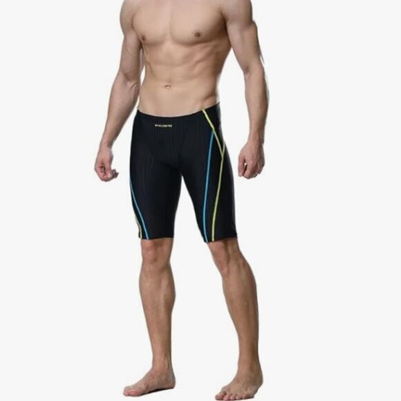 MY KILOMETRE Men's Swimsuit Jammer Solid Swim Jammers Endurance Long Racing - Picture 2 of 7